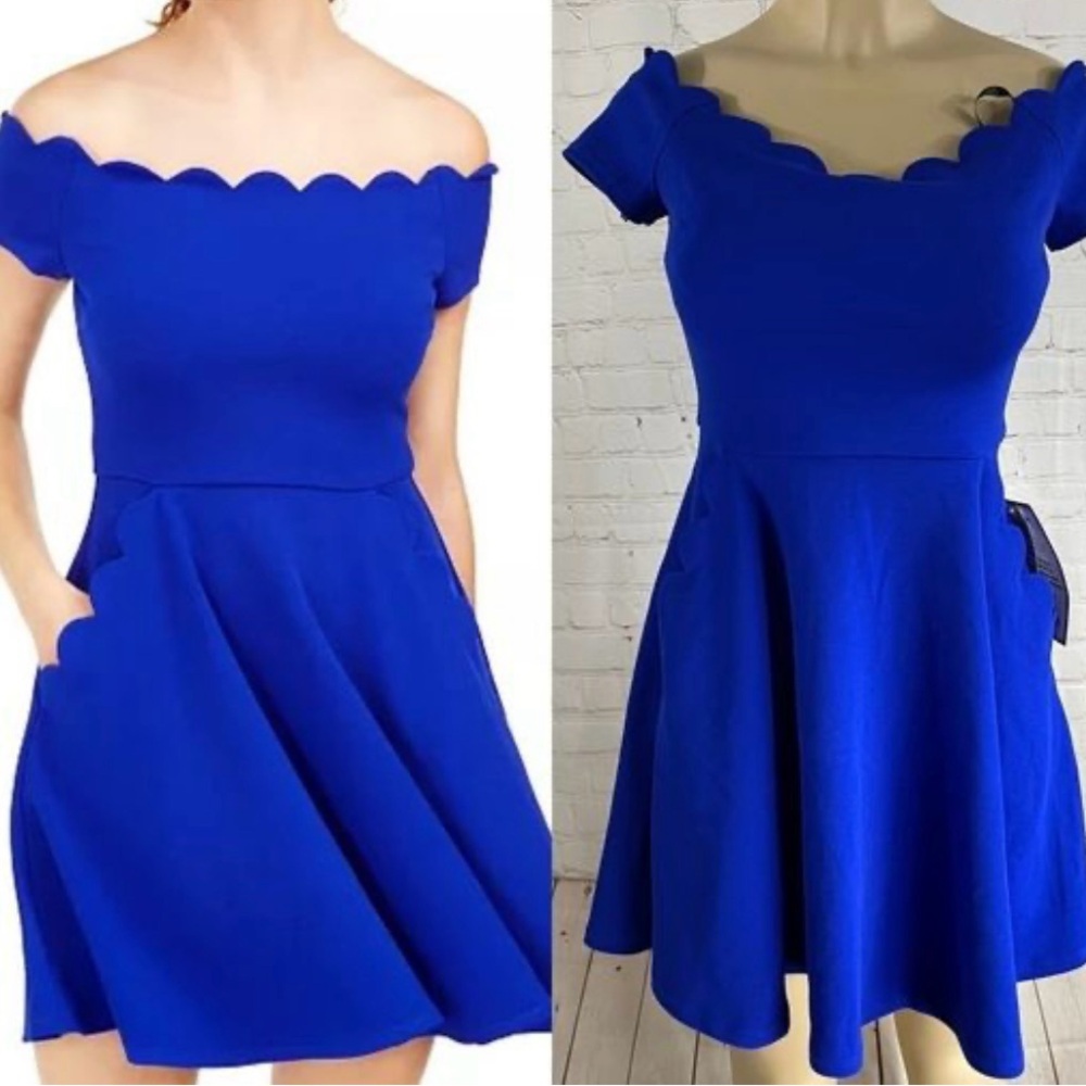 B Darlin Royal Blue Scalloped Mini Dress